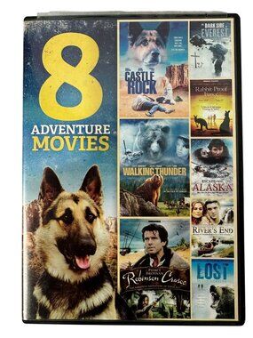 8 Adventure Movies DVD 2 Disc Set Over 11 Hours Echo Bridge Home Entertainment